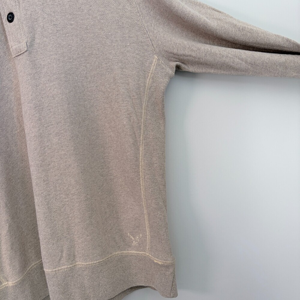 American Eagle Henley Sweater Gorpcore Zip Button Vintage Line 90s Gray Men's XL - Picture 8 of 12